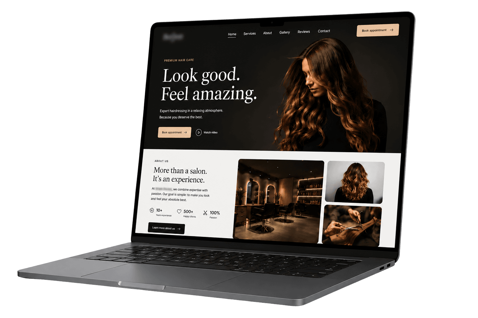 Laptop mockup van de kapsalon website